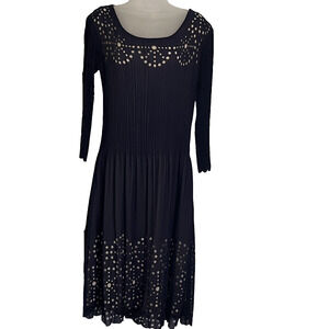 SZ 10 Blue Laser Cut Dress Evening Cocktail Party Wedding Flirty Event Pleats